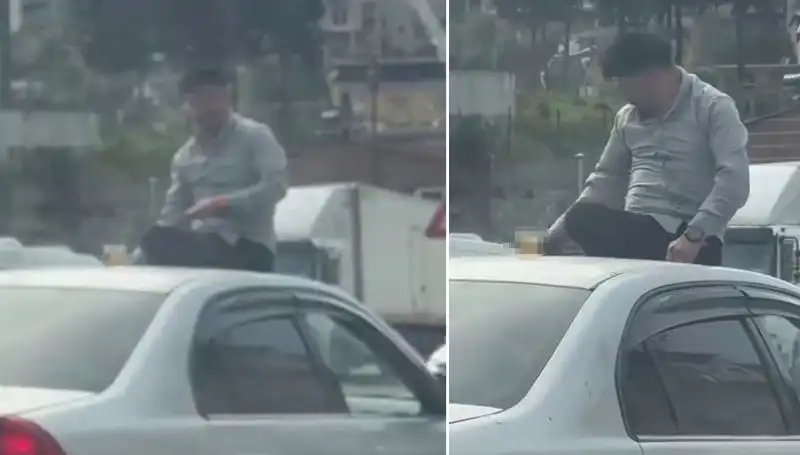 Trafikte Meydana Gelen Sıradışı Olay: Otomobil Üzerinde Eğlence Zamanı